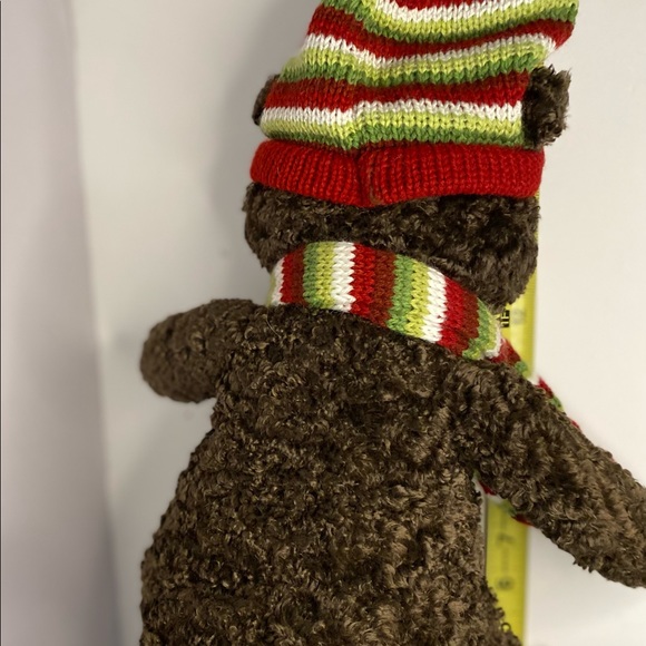 Eddie Bauer Gund Bear Plush Stuffed 15" Brown Tan Textured Hat Scarf Holiday VTG - Picture 7 of 9